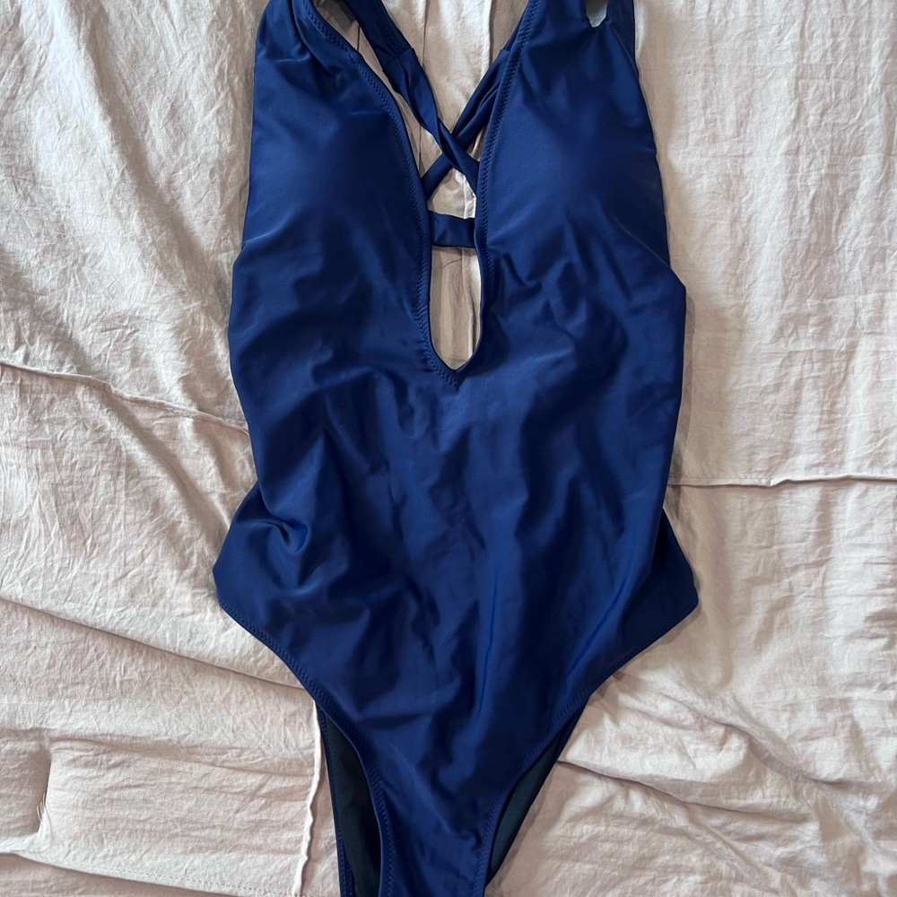 Cupshe Navy Blue One Piece Swimsuit